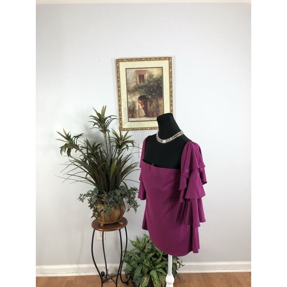 White House Black Market Women Top 3/4 Bell Sleeve Y2K Coastal Beach Boho Sz 12 - Picture 4 of 10